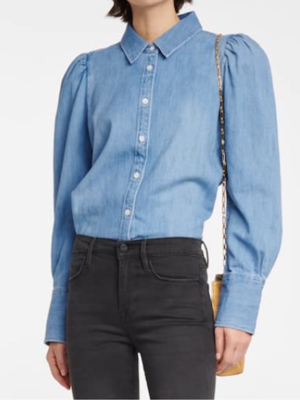 Frame chambray Puff-Sleeve Button-Down Shirt